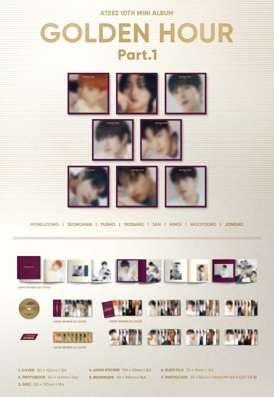 ATEEZ: 10th Mini Album 'GOLDEN HOUR: Part.1' (Digipack Ver.) (Random Ver.) - Imagen 2