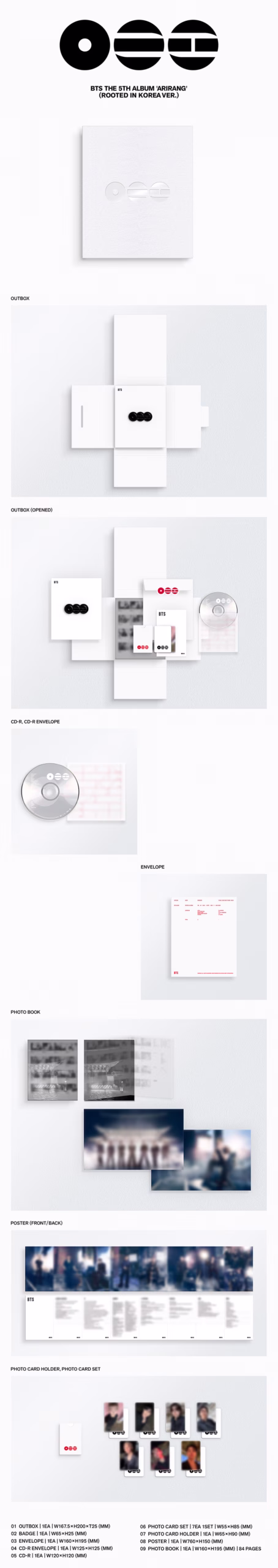 BTS - Album 'ARIRANG' (Standard Ver.) (Rooted in Korea Ver.) POBs Disponibles - Imagen 2