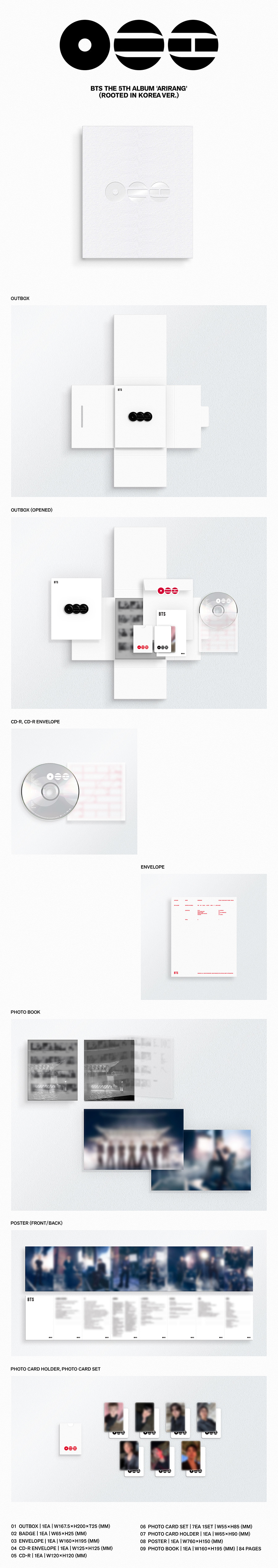 BTS - Album 'ARIRANG' (Standard Ver.) (Rooted in Korea Ver.) POBs Disponibles - Imagen 2