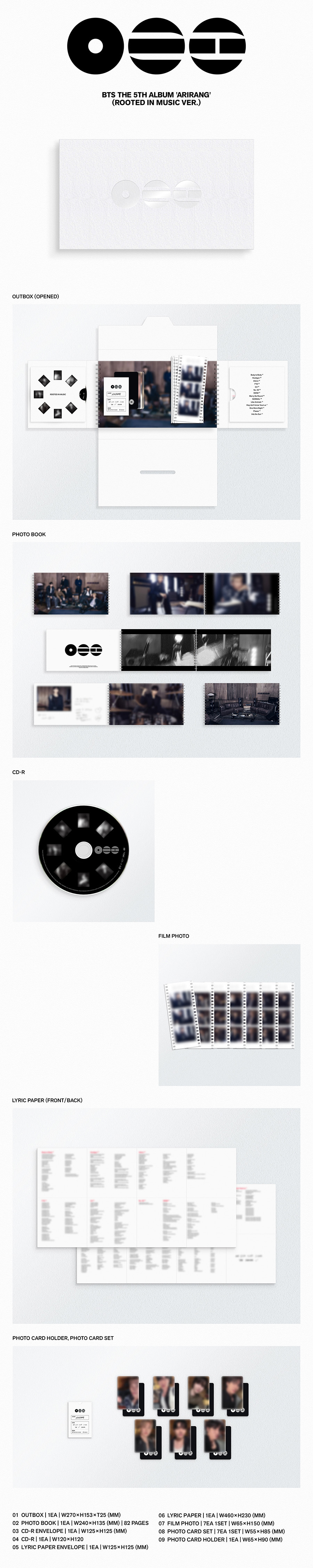 BTS - Album 'ARIRANG' (Standard Ver.) (Rooted in Korea Ver.) POBs Disponibles - Imagen 3