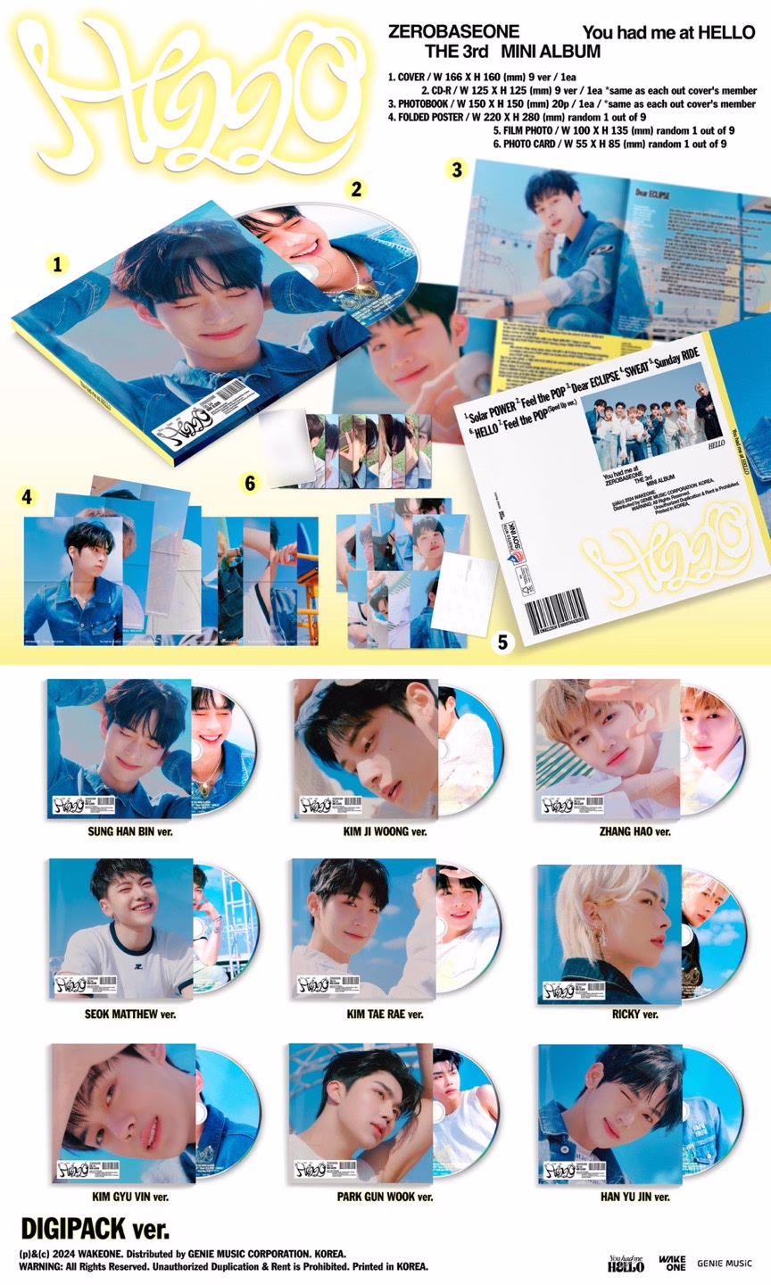 Zerobaseone: 3rd Mini Album 'You Had Me At Hello' (Digipack Ver.) (Random Ver.) - Imagen 2