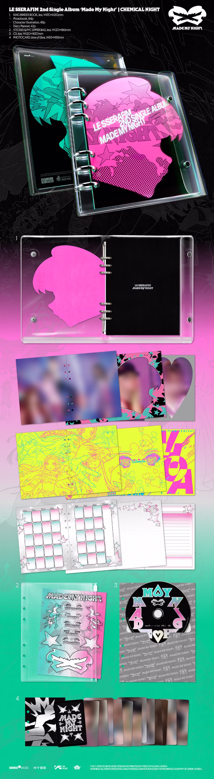 Le Sserafim: Album 'MADE MY NIGHT' (CHEMICAL NIGHT Ver.) POB Disponible - Imagen 2