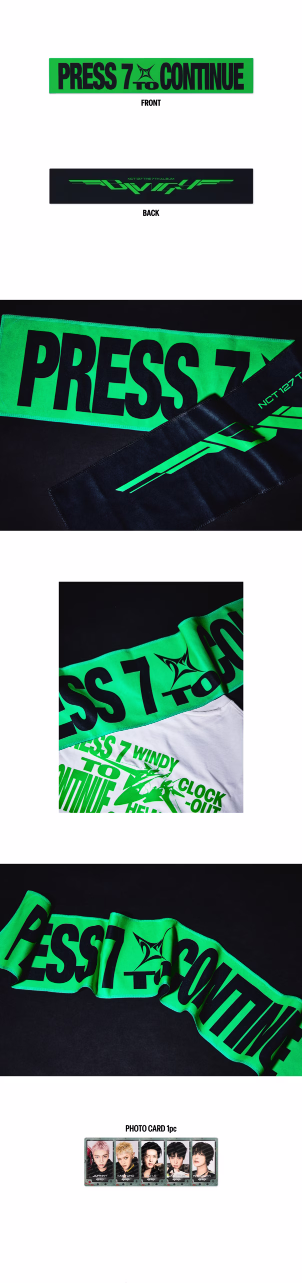 NCT 127 - The 7th Album POP-UP: SLOGAN TOWEL SET (Versión a Elegir) - Imagen 2