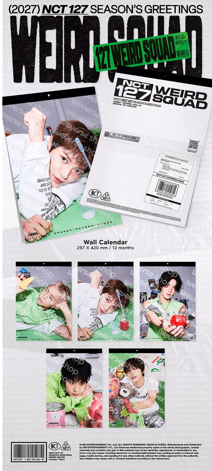 NCT 127 - 2027 Season's Greetings 'WEIRDO SQUAD' (Wall Calendar) - Imagen 2